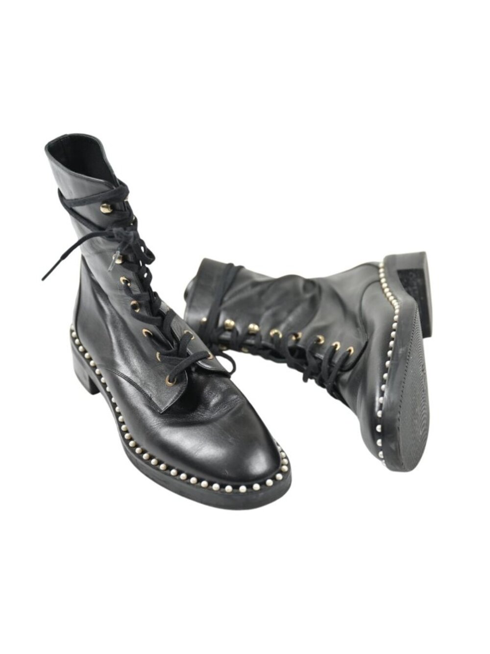 Stuart Weitzman Sondra Pearl Embellished Boots in Black